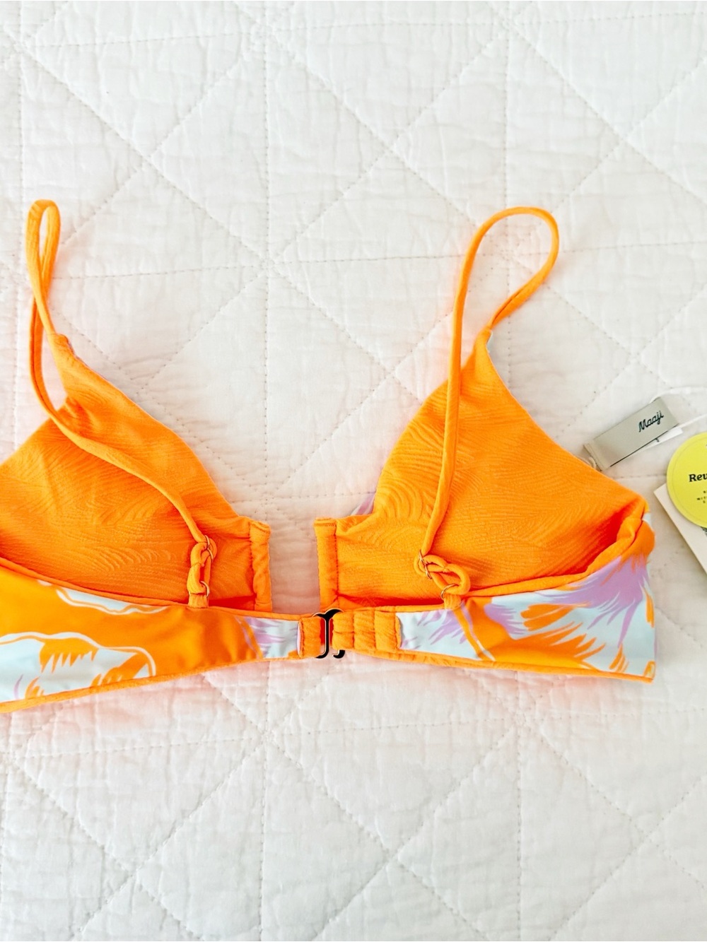 NEW Maaji Bright Orange Reversible Bikini Top Large NWT - Picture 6 of 6